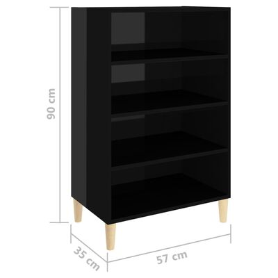 vidaXL puhvetkapp kõrgläikega must 57x35x90 cm, puitlaastplaat