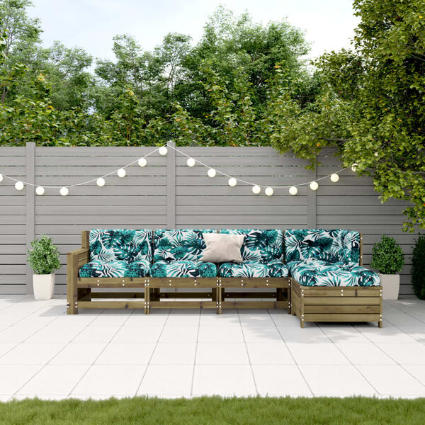 vidaXL 5-osaline aiam&ouml;&ouml;bli komplekt patjadega, immutatud m&auml;nnipuit