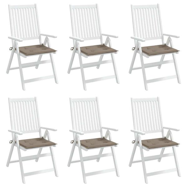 vidaXL aiatooli istmepadjad 6 tk, pruunikas, 40x40x4 cm, kangas