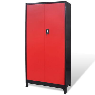 vidaXL kahe uksega tööriistakapp terasest 90x40x180 cm, must ja punane
