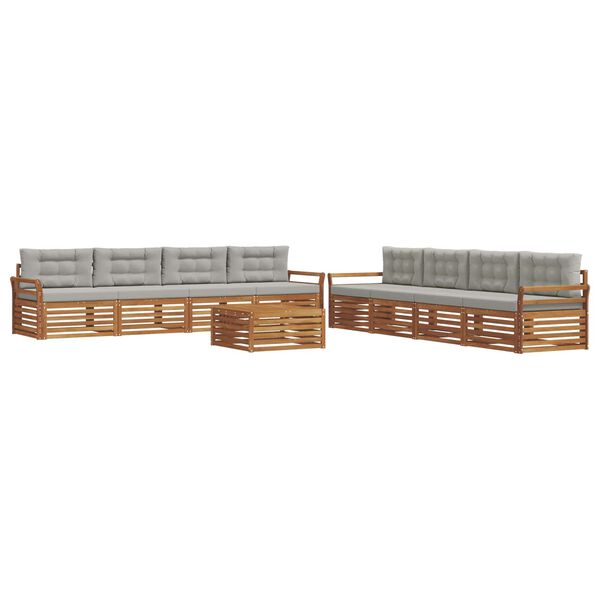 vidaXL V&auml;li diivanikomplekt padjaga 9 pcs Looduslik ja Hele Hall