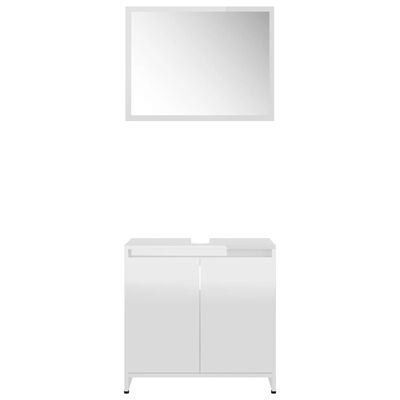 vidaXL vannitoamööbli komplekt, kõrgläikega, valge, puitlaastplaat