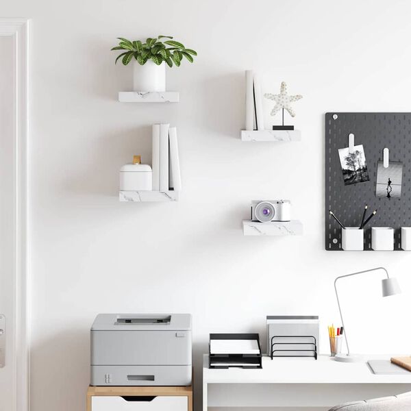 vidaXL Seinariiul 4 pcs Valge Marmor 23 x 23,5 x 4 cm Tehispuit