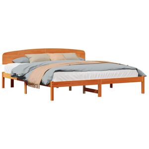 vidaXL Voodi raam peaga Vahapruun 200 x 200 cm Tahke m&auml;nd