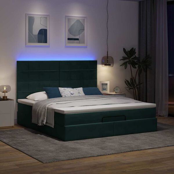 vidaXL Ottomani voodiraam madratsitega, tumeroheline, 160x200cm, samet