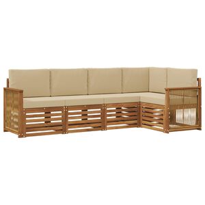 vidaXL Nurgadiivanikomplekt padjaga 4 pcs Naturaalne