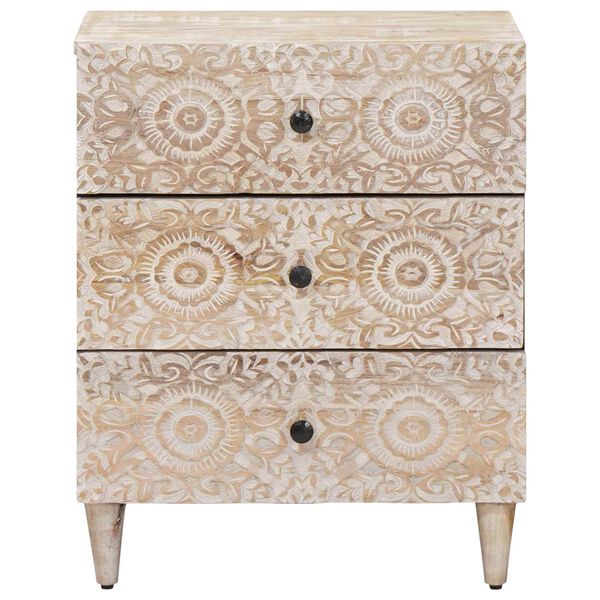 vidaXL Voodikapp sahtliga Valge 50 x 33 x 60 cm Tugev mango puu