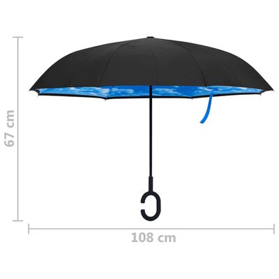 vidaXL vihmavari C-kujuline käepide, must, 108 cm