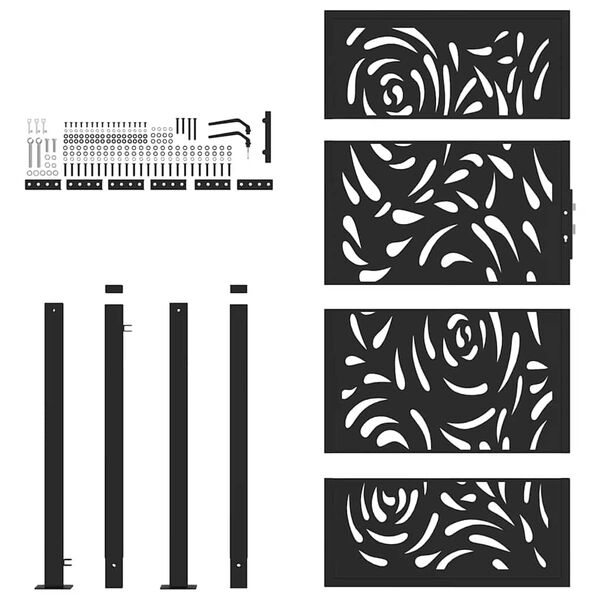 vidaXL aiavärav, must, 100 x 175 cm, terasest, leegidisain