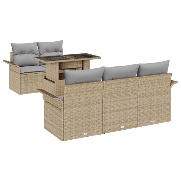 vidaXL Aia Diivanikomplekt padjaga 6 pcs Beež Polü Rattan
