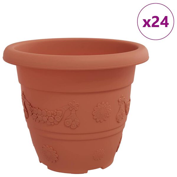 vidaXL &Uuml;mmargune lillepott 24 pcs Kohviroosa &Oslash; 26 x 21.5 cm Plastmass
