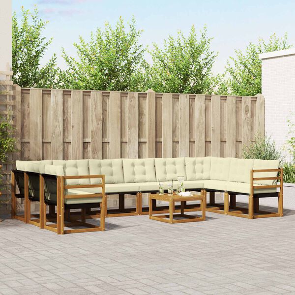 vidaXL V&auml;li diivanikomplekt padjaga 11 pcs Looduslik ja kreem