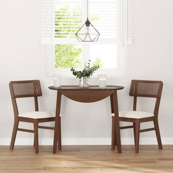 vidaXL söögitoolid patjadega, 2 tk, pruun, kautšukipuit