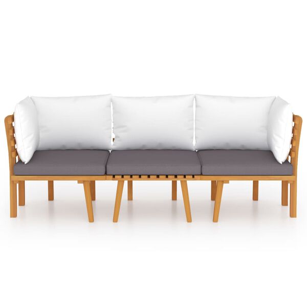 vidaXL 3-osaline aiadiivanikomplekt patjadega, akaatsiapuit