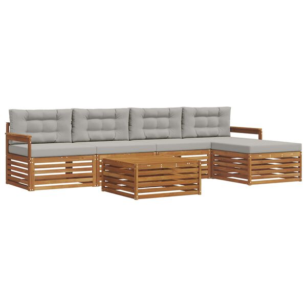 vidaXL V&auml;li diivanikomplekt padjaga 6 pcs Looduslik ja Hele Hall