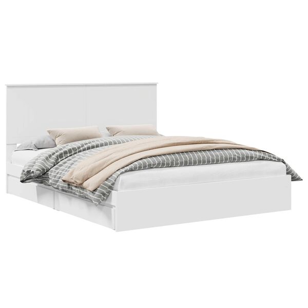 vidaXL Laos voodi peaga sahtliga Valge 160 x 200 cm Tehispuit