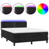 vidaXL kontinentaalvoodi madrats ja LED, must, 140x190 cm, samet