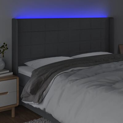 vidaXL LED-voodipeats, tumehall, 203x16x118/128 cm, kangas