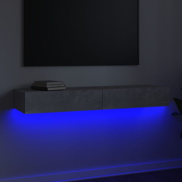 vidaXL telerialus LED-tuledega, betoonhall, 120x35x15,5 cm