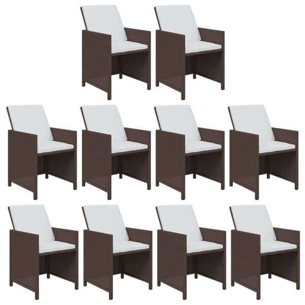 vidaXL 11-osaline aiam&ouml;&ouml;bli komplekt patjadega, pol&uuml;rotang, pruun