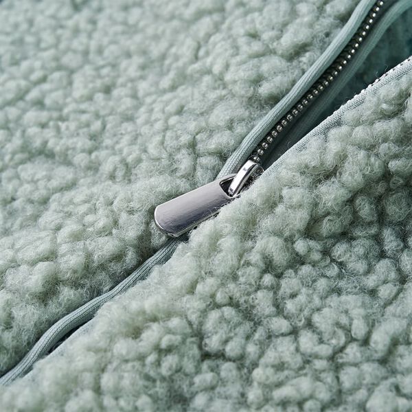 Laste kapuutsiga jakk, kunstkarusnahk, mündiroheline, 104