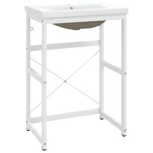 vidaXL valamuraam sisseehitatud valamuga, valge, raud