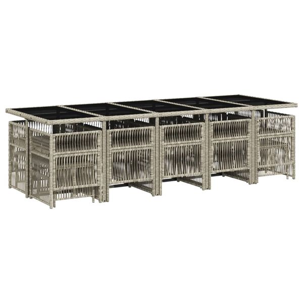 vidaXL 15-osaline aia s&ouml;&ouml;gim&ouml;&ouml;bli komplekt patjadega, hall, pol&uuml;rotang