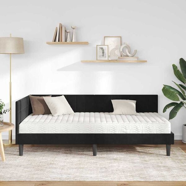 vidaXL Nurgavoodi raam koos madratsiga peaga 2 pcs Must Samet