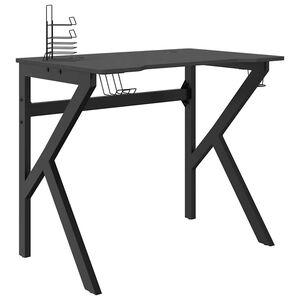 vidaXL m&auml;nguri arvutilaud K-jalgadega, must, 90x60x75 cm