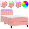 vidaXL kontinentaalvoodi madrats, LED, roosa, 90x200 cm, samet