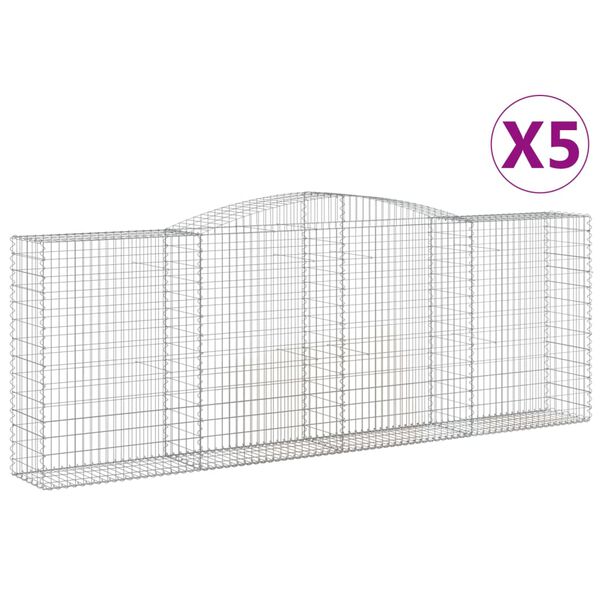 vidaXL kaarekujulised gabioonkorvid 5 tk, 400x50x140/160 cm, raud