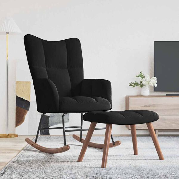 vidaXL kiiktool jalapingiga, must, samet