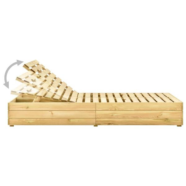 vidaXL kahekohaline päevitustool, roheimmutatud männipuit