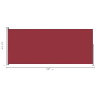 vidaXL lahtitõmmatav terrassi külgsein, 220 x 500 cm, punane