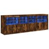 vidaXL puhvetkapp LED-tuledega, suitsutatud tamm, 202 x 37 x 67 cm