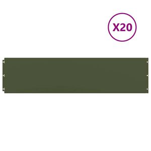vidaXL muru&auml;&auml;red 20 tk oliivroheline 25x103 cm k&uuml;lmvaltsitud teras