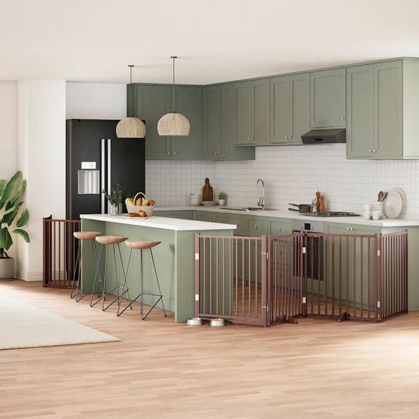 vidaXL kokkupandav koerav&auml;rav uksega, 12 paneeli, pruun 960 cm, pappel