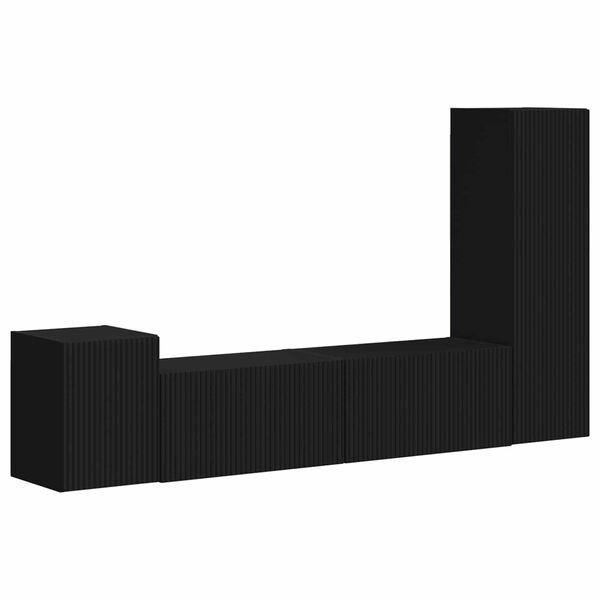 vidaXL Telerikapi komplekt Seinale kinnitatav 4 pcs Must Tehispuit