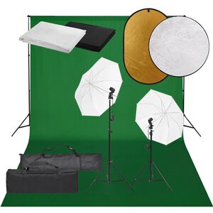 vidaXL fotostuudiokomplekt valgustuse, taustapildi ja reflektoriga