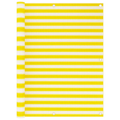 vidaXL rõdusirm, kollane ja valge, 120 x 400 cm, HDPE