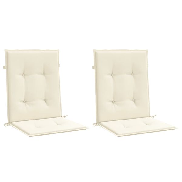 vidaXL madala seljatoega toolipadjad 2 tk kreemjas 100x50x3 cm kangas