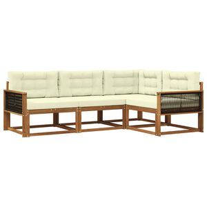 vidaXL V&auml;li diivanikomplekt padjaga 4 pcs Looduslik ja kreem