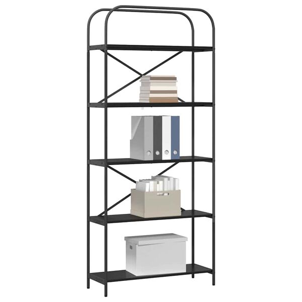 vidaXL Raamatukapp Must tamm 80 x 30 x 183 cm Tehispuit