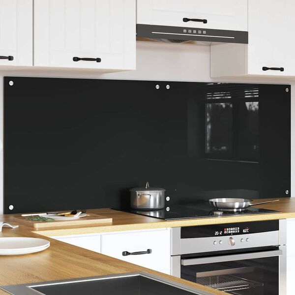 vidaXL K&ouml;gi Splashback 2 pcs Must 80 x 60 cm karastatud klaas
