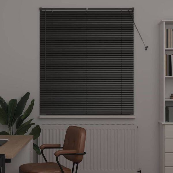 vidaXL Venetsi Rulood kardinatega Must 130 x 115 cm Alumiinium