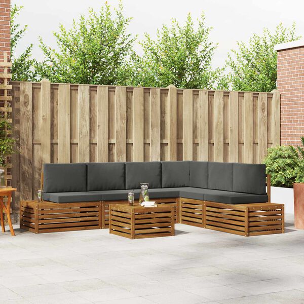 vidaXL V&auml;li diivanikomplekt padjaga 7 T&uuml;kk Looduslik ja antriit