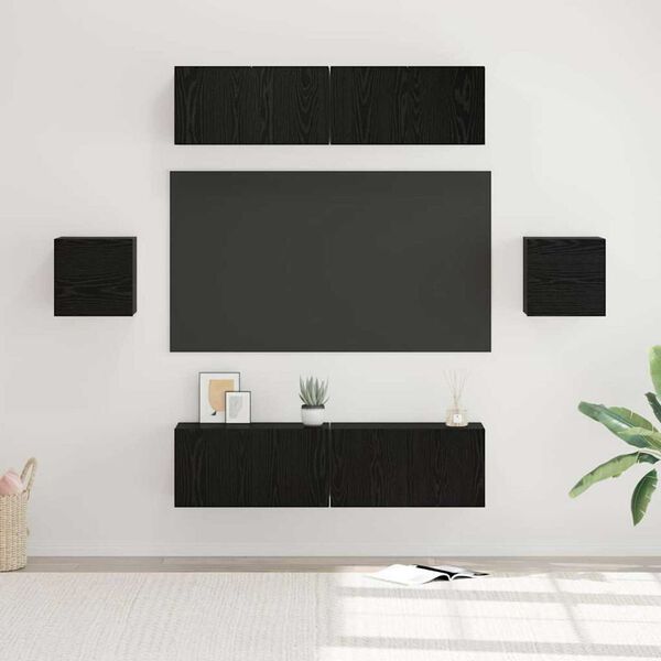 vidaXL Telerikapi komplekt 6 pcs Must tamm Tehispuit