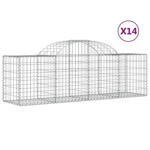 vidaXL kaarekujulised gabioonkorvid 14 tk, 200x50x60/80 cm, raud