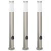 vidaXL pollarvalgustid pistikupesaga, 3 tk, 80 cm, roostevabast terasest, IP44