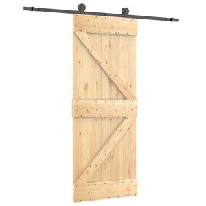 vidaXL Libisev uks Naturaalne ja must 70 x 210 cm Tahke m&auml;nnipuit